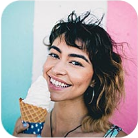 Smiling girl with icecream