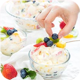Icecream desert with fruits