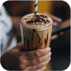Ice-latte in hand